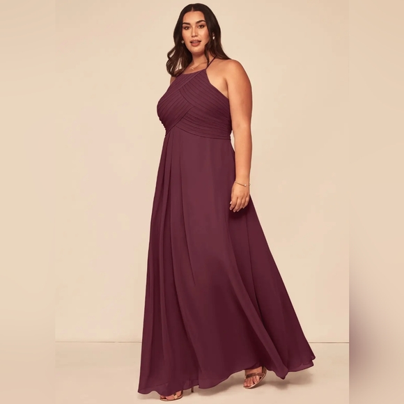 Azazie Ginger Bridesmaids Dress in Cabernet - Picture 4 of 17